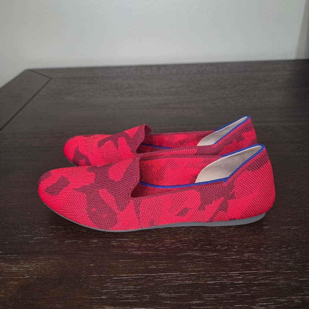 Rothy's The Loafer Womens 5.5 Red Abstract Knit Washable Comfort Flats - Picture 2 of 8